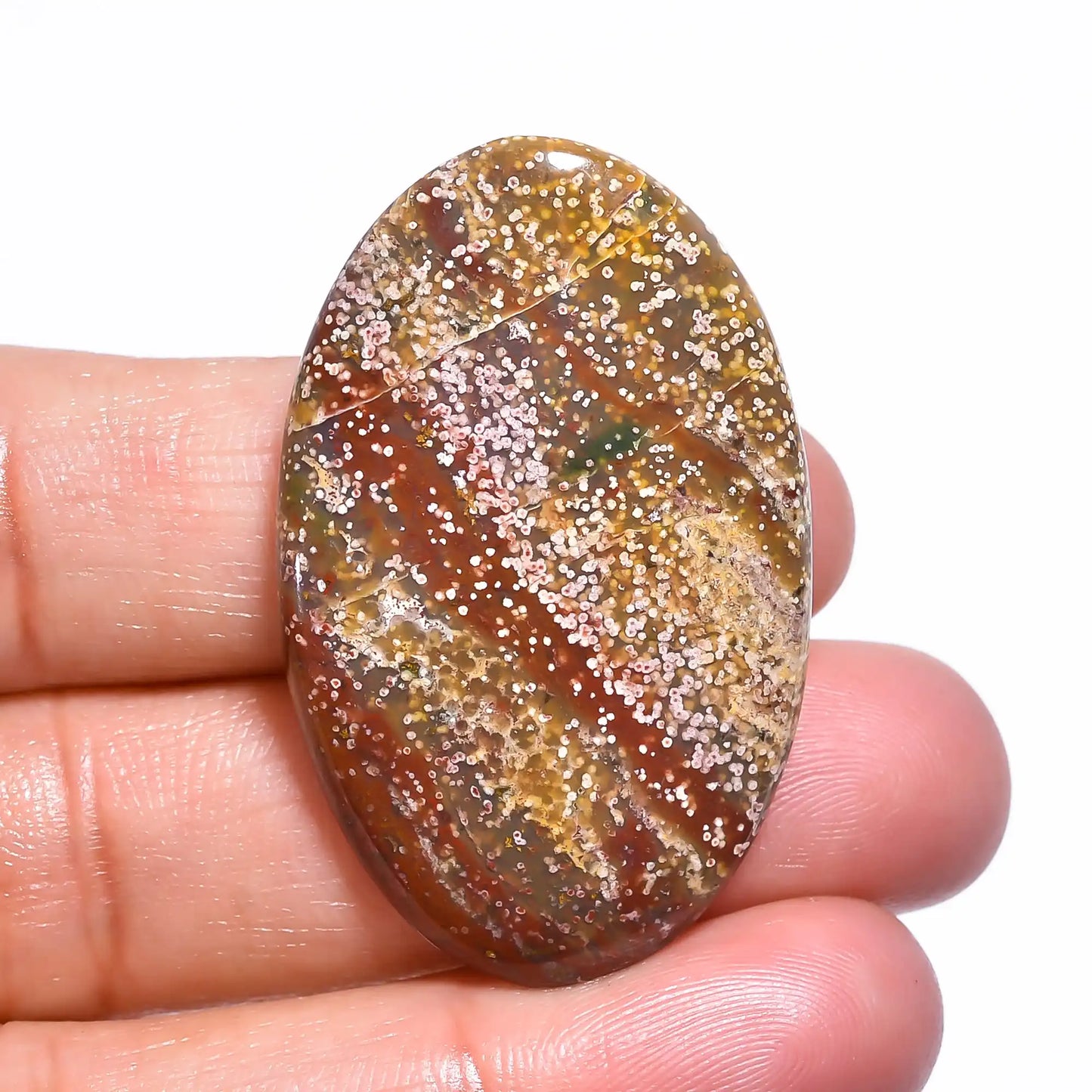 Fabulous Top Grade Quality 100% Natural Ocean Jasper Oval Shape Cabochon Loose Gemstone For Making Jewelry 40 Ct. 40X25X5 mm V-10