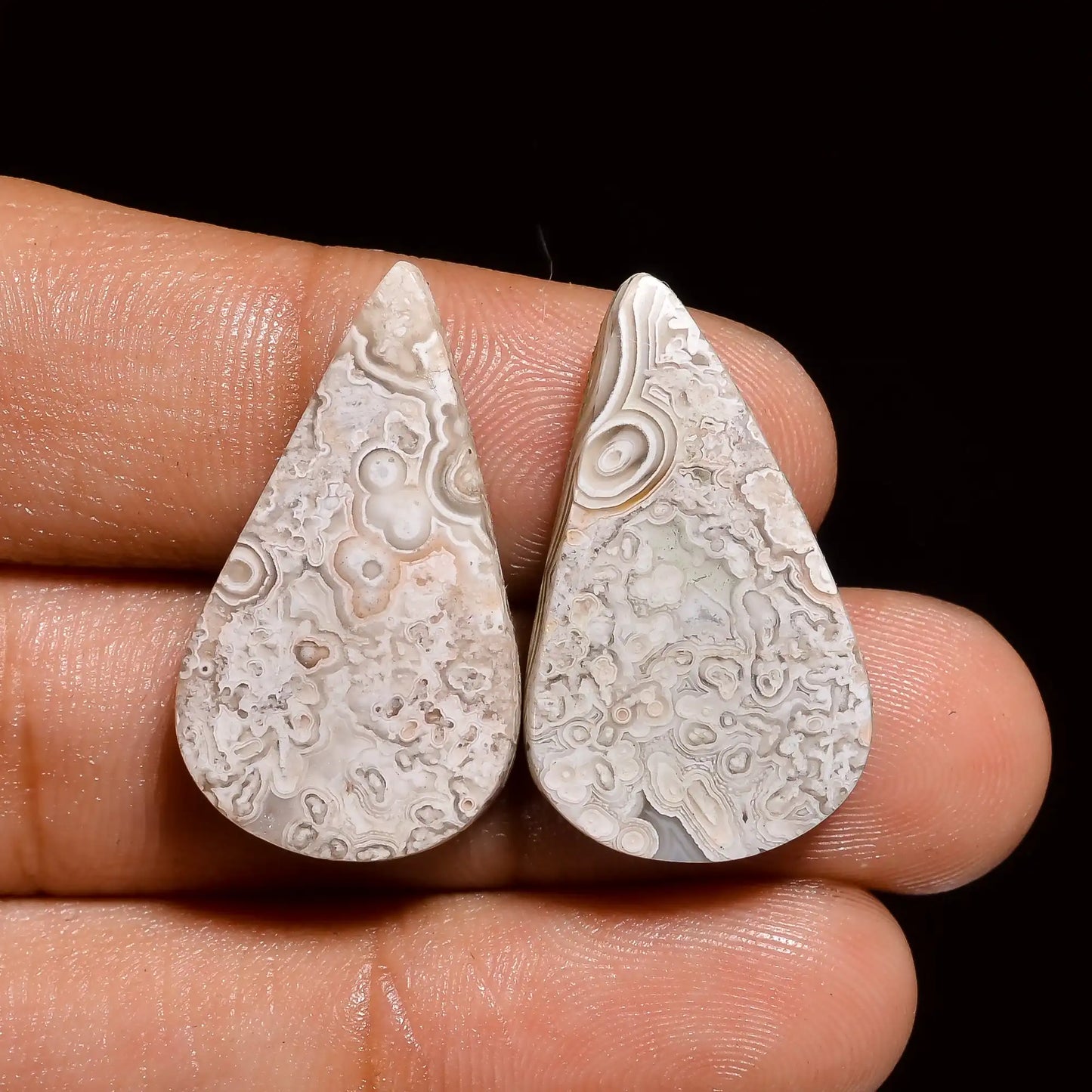 Fabulous Top Grade Quality 100% Natural Crazy Lace Agate Pear Shape Cabochon Loose Gemstone Pair For Making Earrings 27.5 Ct 26X15X4 mm V1083