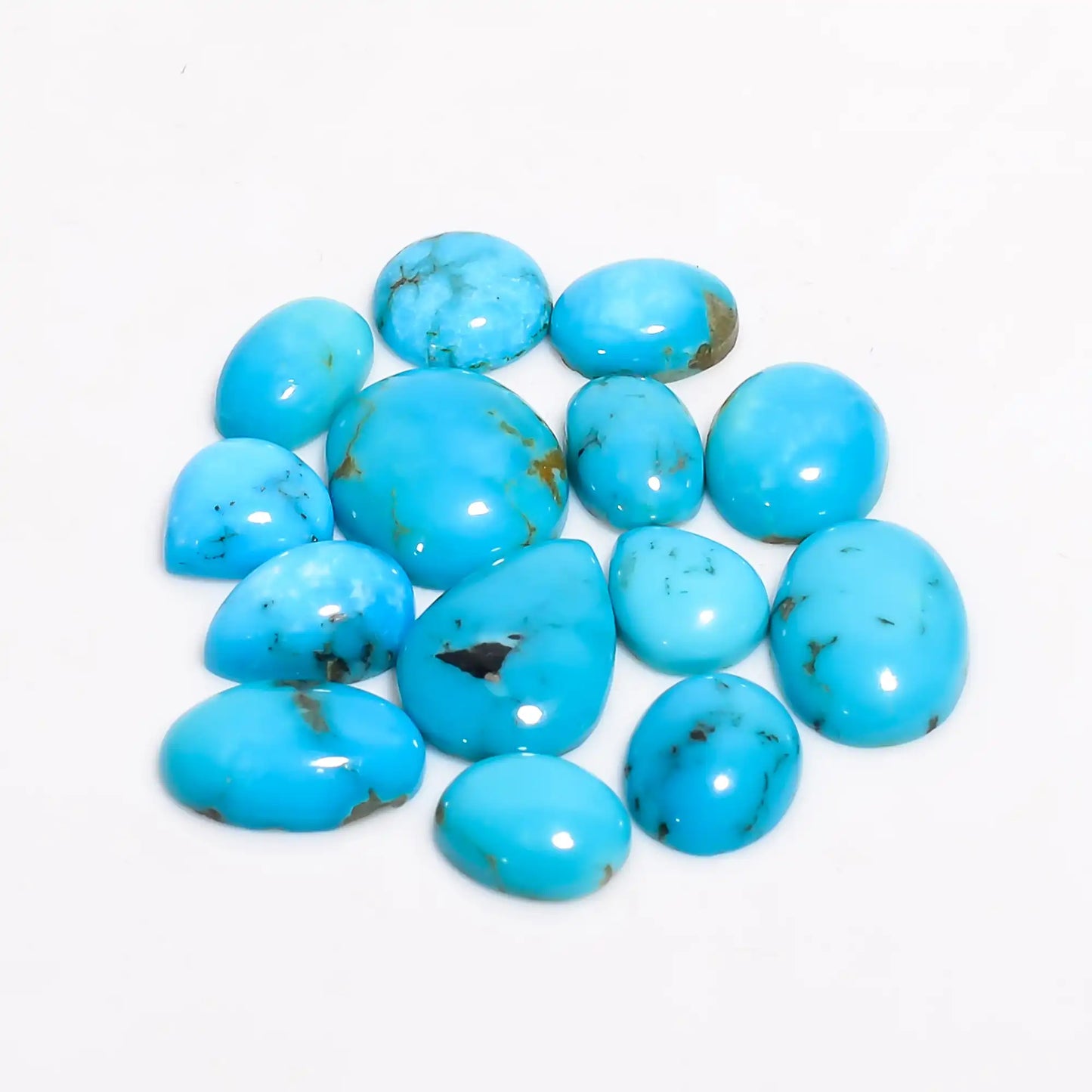 Superb Top Grade Quality 100% Natural Arizona Turquoise Mix Shape Cabochon Loose Gemstone Lot For Making Jewelry 29.5 Ct 8X8 14X10mm V1092