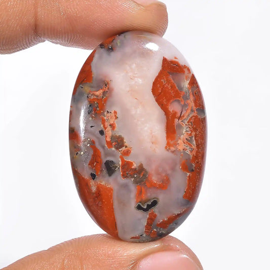 Mind Blowing Top Grade Quality 100% Natural Rainbow Jasper Oval Shape Cabochon Loose Gemstone For Making Jewelry 53.5 Ct. 40X26X6 mm V-1134