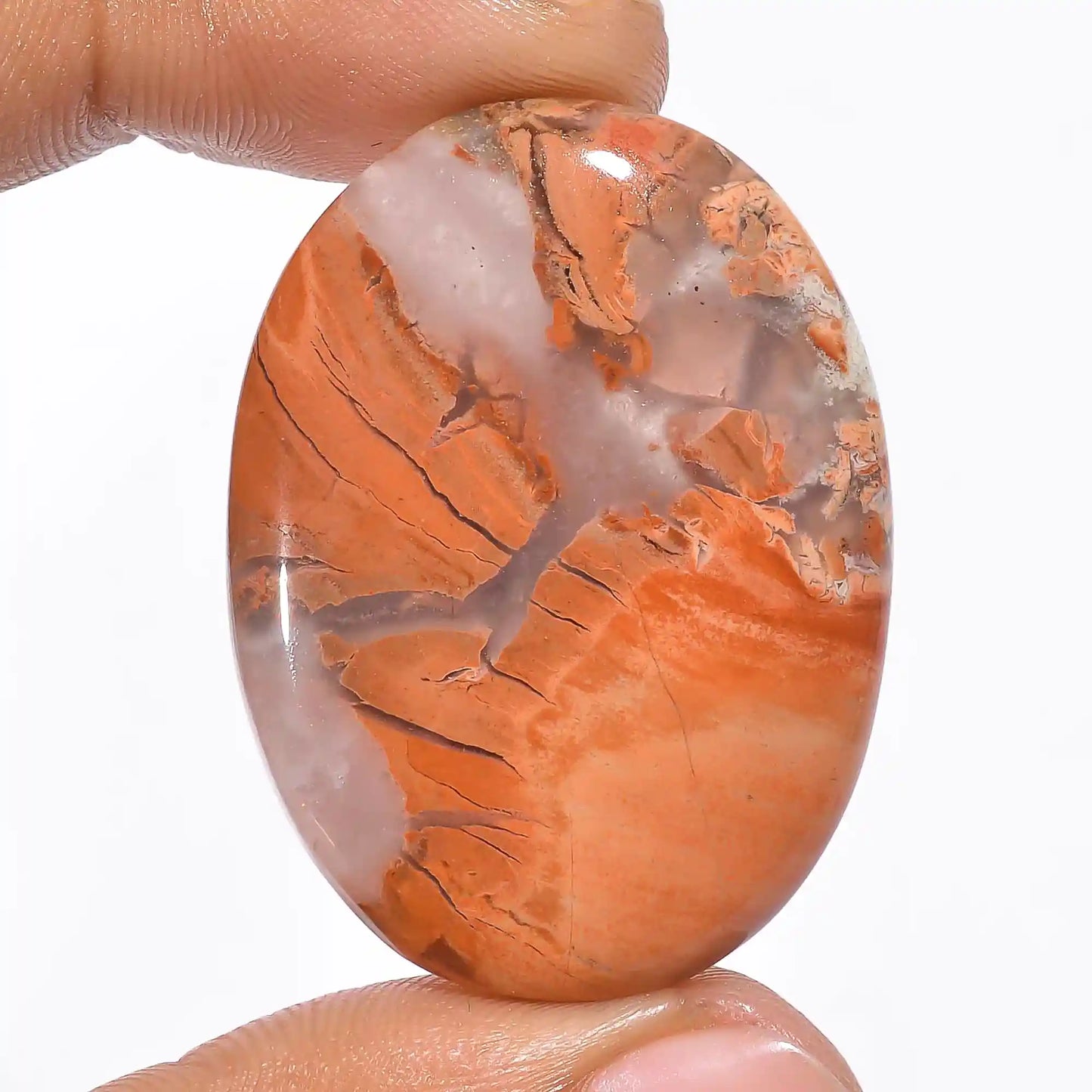 Splendid Top Grade Quality 100% Natural Rainbow Jasper Oval Shape Cabochon Loose Gemstone For Making Jewelry 62 Ct. 39X29X6 mm V-1136