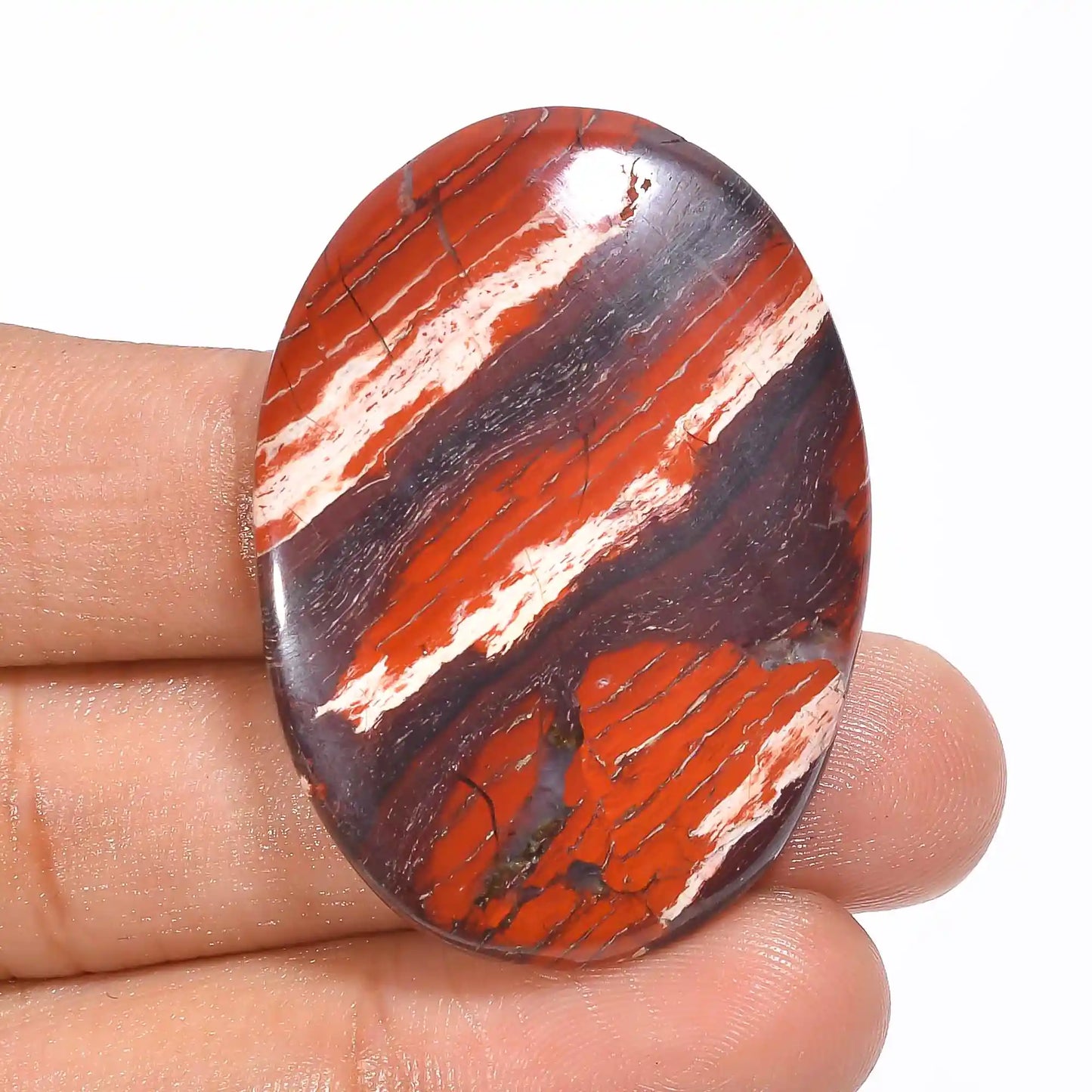 Elegant Top Grade Quality 100% Natural Snakeskin Jasper Oval Shape Cabochon Loose Gemstone For Making Jewelry 72 Ct. 42X30X5 mm V-1177