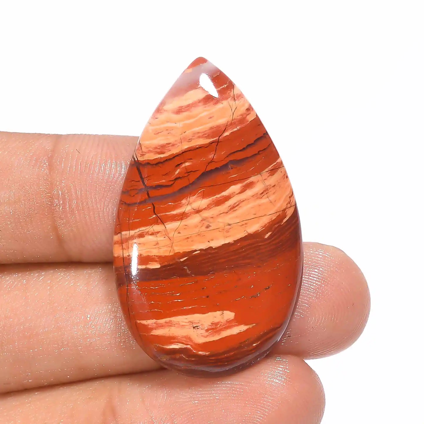 Marvellous Top Grade Quality 100% Natural Snakeskin Jasper Pear Shape Cabochon Loose Gemstone For Making Jewelry 37.5 Ct. 37X22X5 mm V-1183