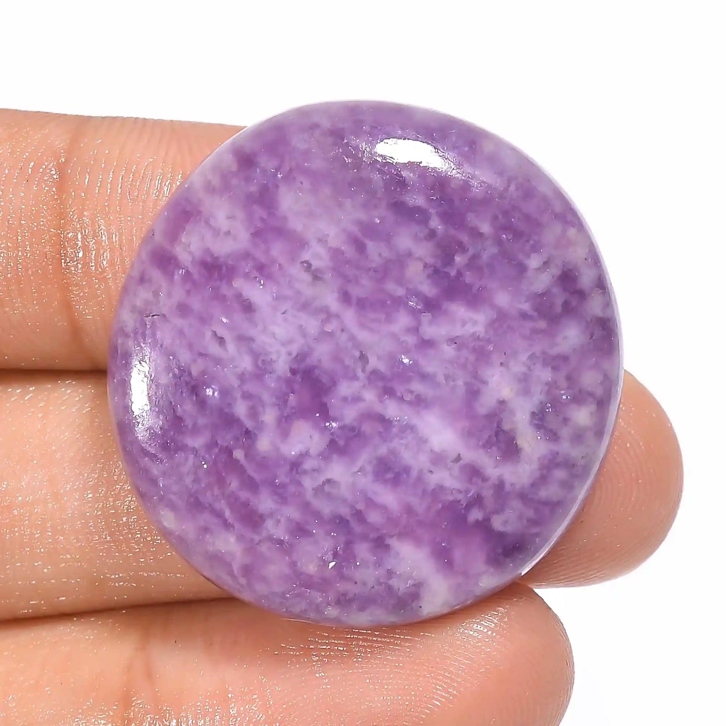 Tempting Top Grade Quality 100% Natural Purple Lapidolite Round Shape Cabochon Loose Gemstone For Making Jewelry 56.5 Ct. 30X30X7 mm V-1215