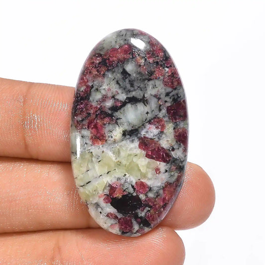 Stunning Top Grade Quality 100% Natural Eudialyte Oval Shape Cabochon Loose Gemstone For Making Jewelry 56.5 Ct. 40X23X7 mm V-1263