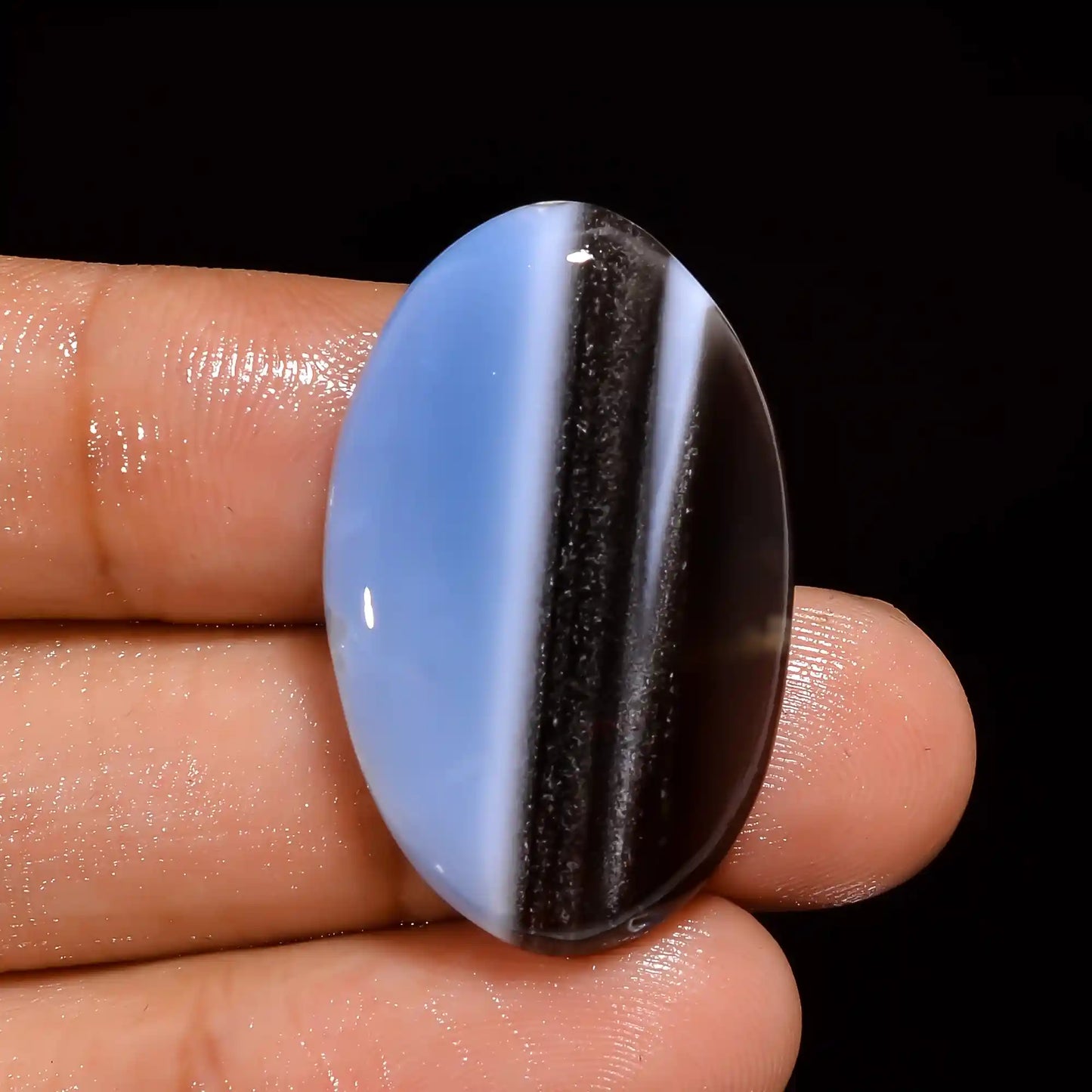 Gorgeous Top Grade Quality 100% Natural Owyhee Blue Opal Oval Shape Cabochon Loose Gemstone For Making Jewelry 27 Ct. 31X20X5 mm V-1330