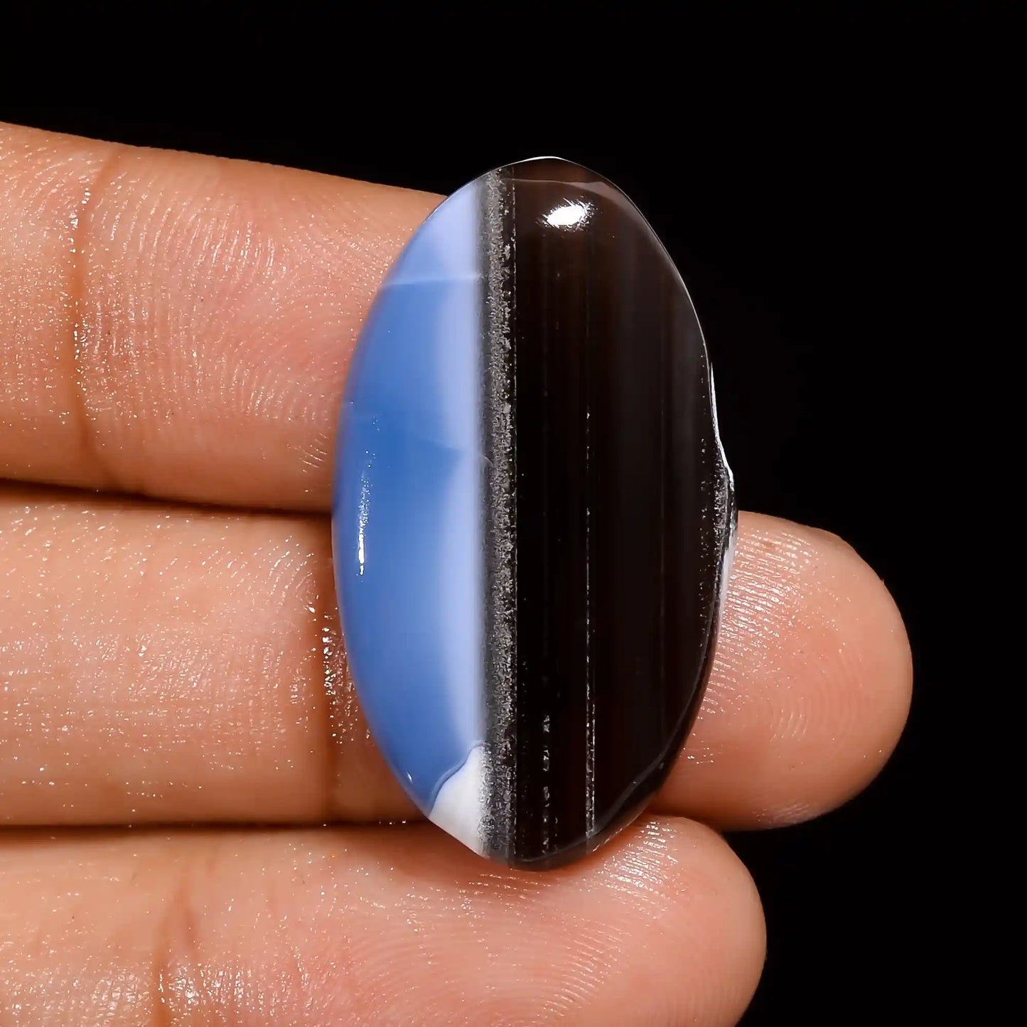 Supreme Top Grade Quality 100% Natural Owyhee Blue Opal Oval Shape Cabochon Loose Gemstone For Making Jewelry 21.5 Ct. 30X17X5 mm V-1339