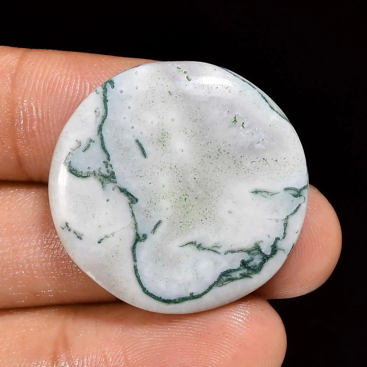 Mind Blowing Top Grade Quality 100% Natural Tree Agate Round Shape Cabochon Loose Gemstone For Making Jewelry 28.5 Ct. 29X29X4 mm V-1384