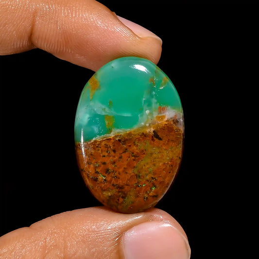 Terrific Top Grade Quality 100% Natural Bio Chrysoprase Oval Shape Cabochon Loose Gemstone For Making Jewelry 26.5 Ct. 29X20X5 mm V-1491