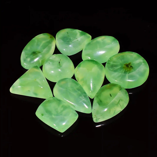 Prehnite Mix Shape Shape Cabochon Loose Gemstone 10 Pcs Lot Natural 156 Ct. 15X15 22X14 mm V-1616