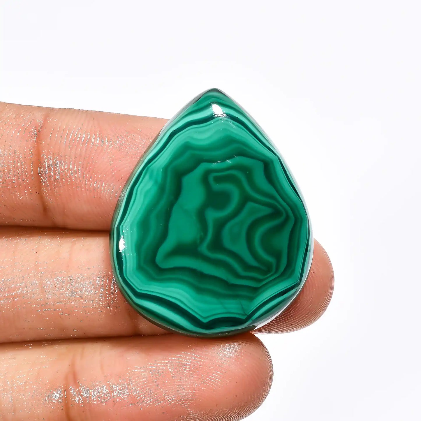 Supreme Top Grade Quality 100% Natural Malachite Pear Shape Cabochon Loose Gemstone For Making Jewelry 51.5 Ct. 31X25X6 mm V-1760