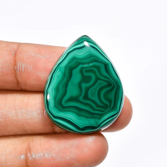 Supreme Top Grade Quality 100% Natural Malachite Pear Shape Cabochon Loose Gemstone For Making Jewelry 51.5 Ct. 31X25X6 mm V-1760