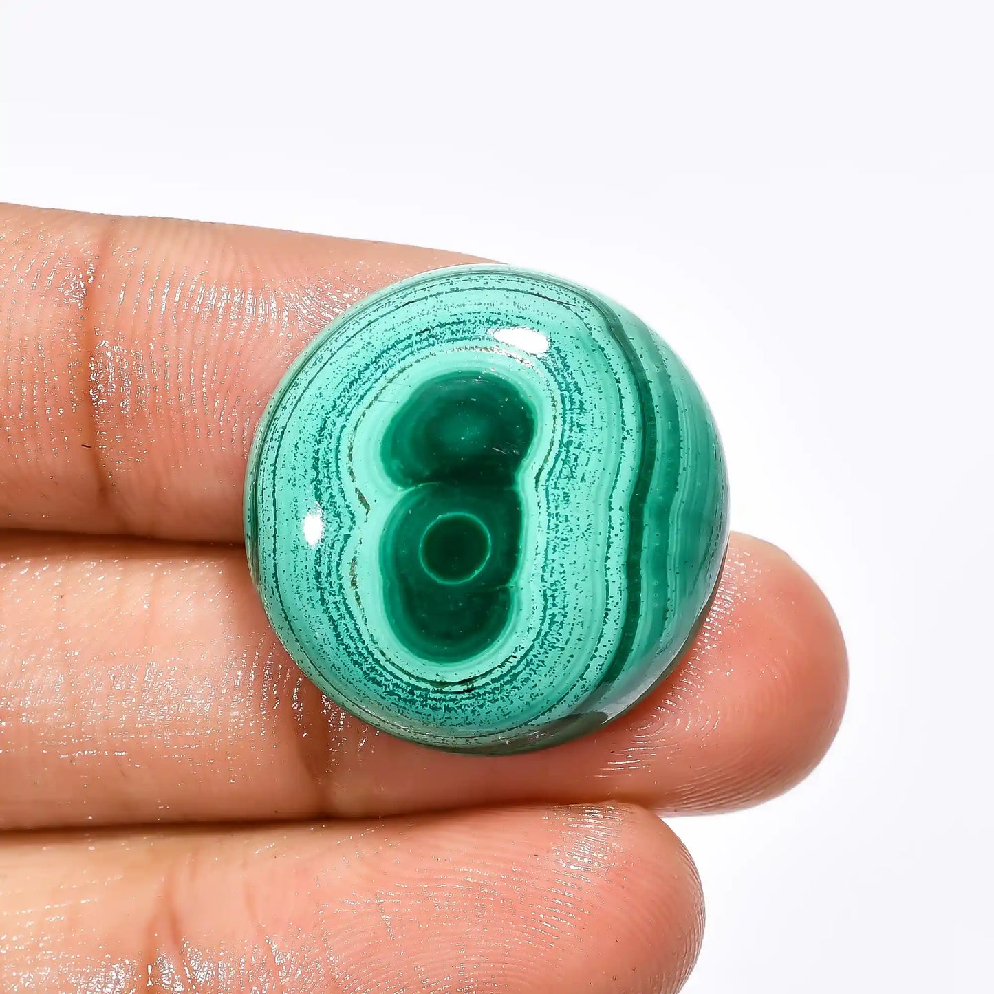 Tempting Top Grade Quality 100% Natural Malachite Round Shape Cabochon Loose Gemstone For Making Jewelry 37 Ct. 23X23X7 mm V-1761