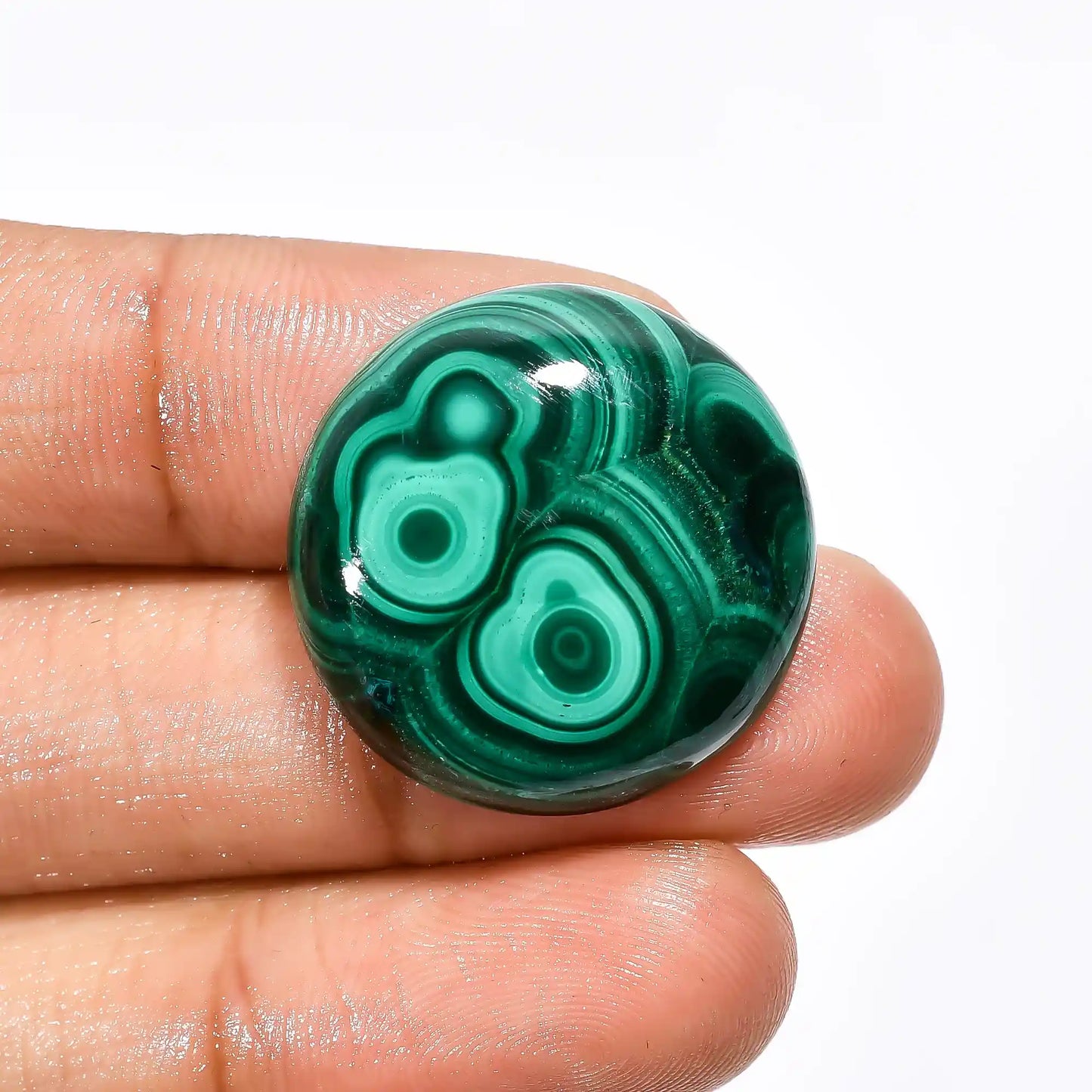 Beautiful Top Grade Quality 100% Natural Malachite Round Shape Cabochon Loose Gemstone For Making Jewelry 38.5 Ct. 24X24X5 mm V-1768