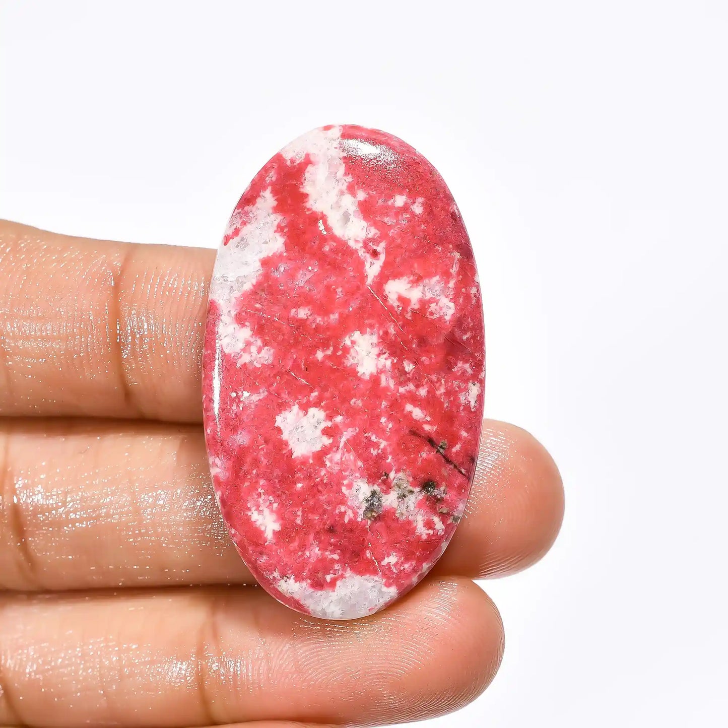 Incredible Top Grade Quality 100% Natural Pink Thulite Oval Shape Cabochon Loose Gemstone For Making Jewelry 64.5 Ct. 41X24X6 mm V-1778