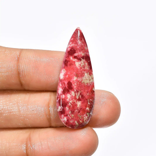 Outstanding Top Grade Quality 100% Natural Pink Thulite Pear Shape Cabochon Loose Gemstone For Making Jewelry 27.5 Ct. 36X14X6 mm V-1780