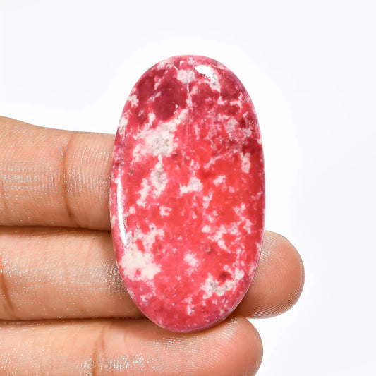 Superb Top Grade Quality 100% Natural Pink Thulite Oval Shape Cabochon Loose Gemstone For Making Jewelry 63 Ct. 42X24X6 mm V-1782