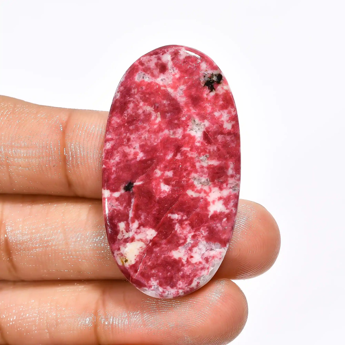 Unique Top Grade Quality 100% Natural Pink Thulite Oval Shape Cabochon Loose Gemstone For Making Jewelry 64 Ct. 43X23X6 mm V-1786