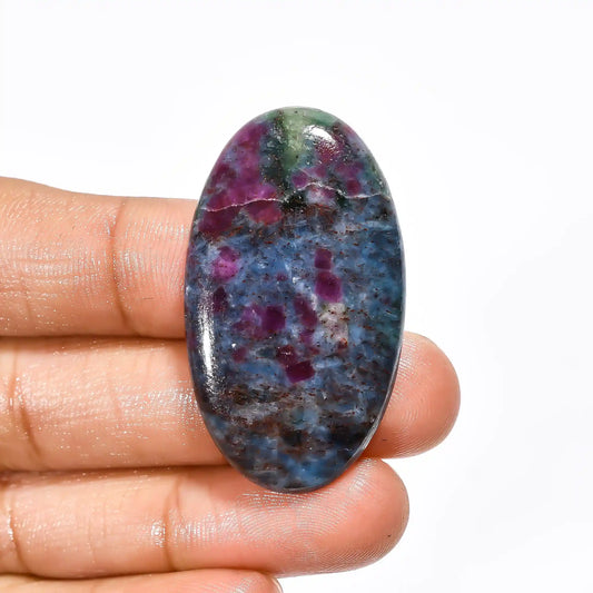 Stunning Top Grade Quality 100% Natural Ruby Kyanite Oval Shape Cabochon Loose Gemstone For Making Jewelry 56 Ct. 41X23X5 mm V-1806