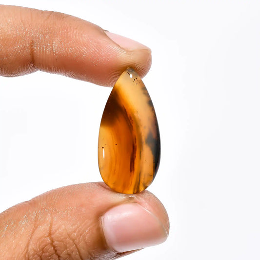Montana Agate Pear Shape Cabochon Loose Gemstone Natural 12.5 Ct. 27X13X4 mm V-1819