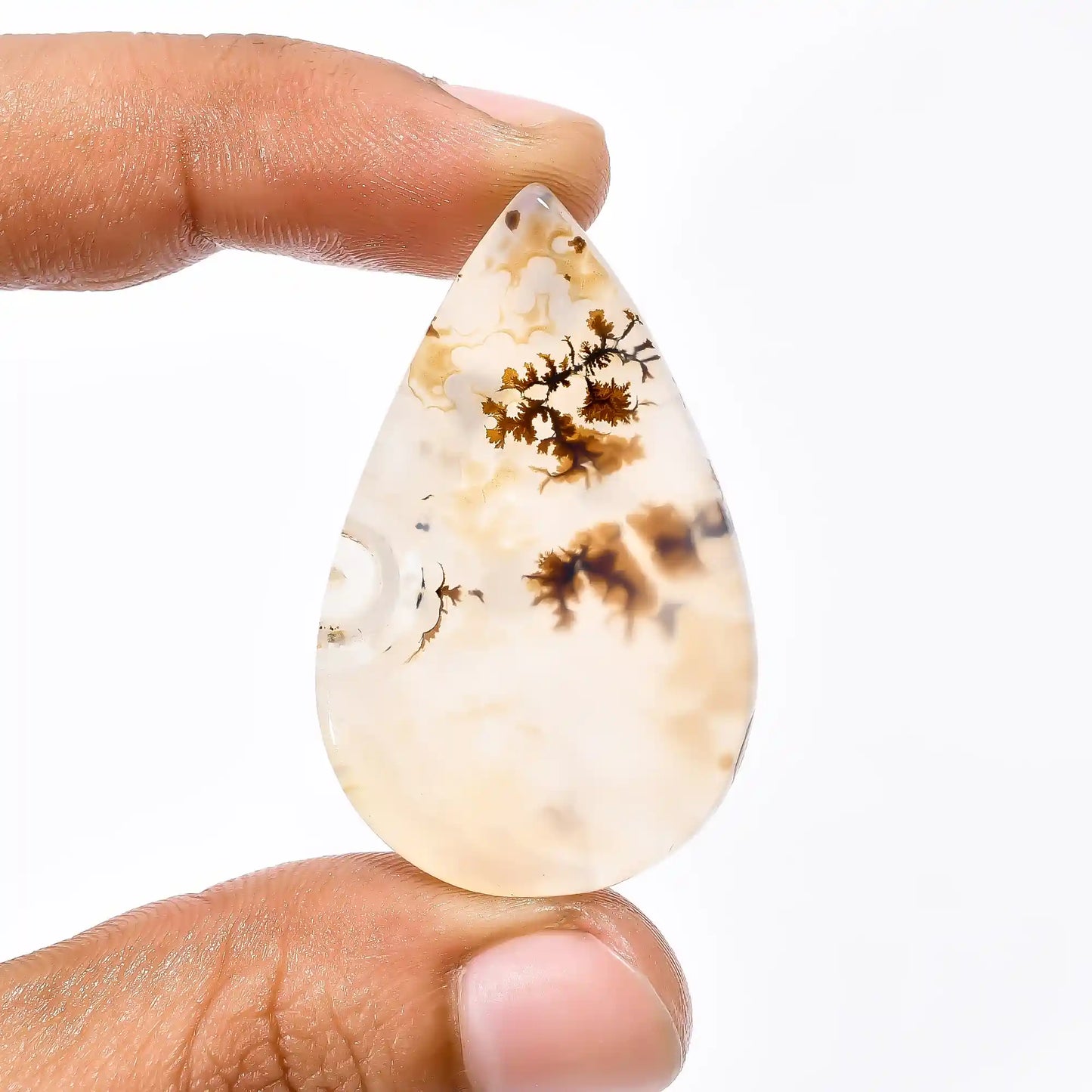 Outstanding Top Grade Quality 100% Natural Dendrite Shajar Agate Pear Shape Cabochon Loose Gemstone For Making Jewelry 39 Ct 43X26X4 mm V1827