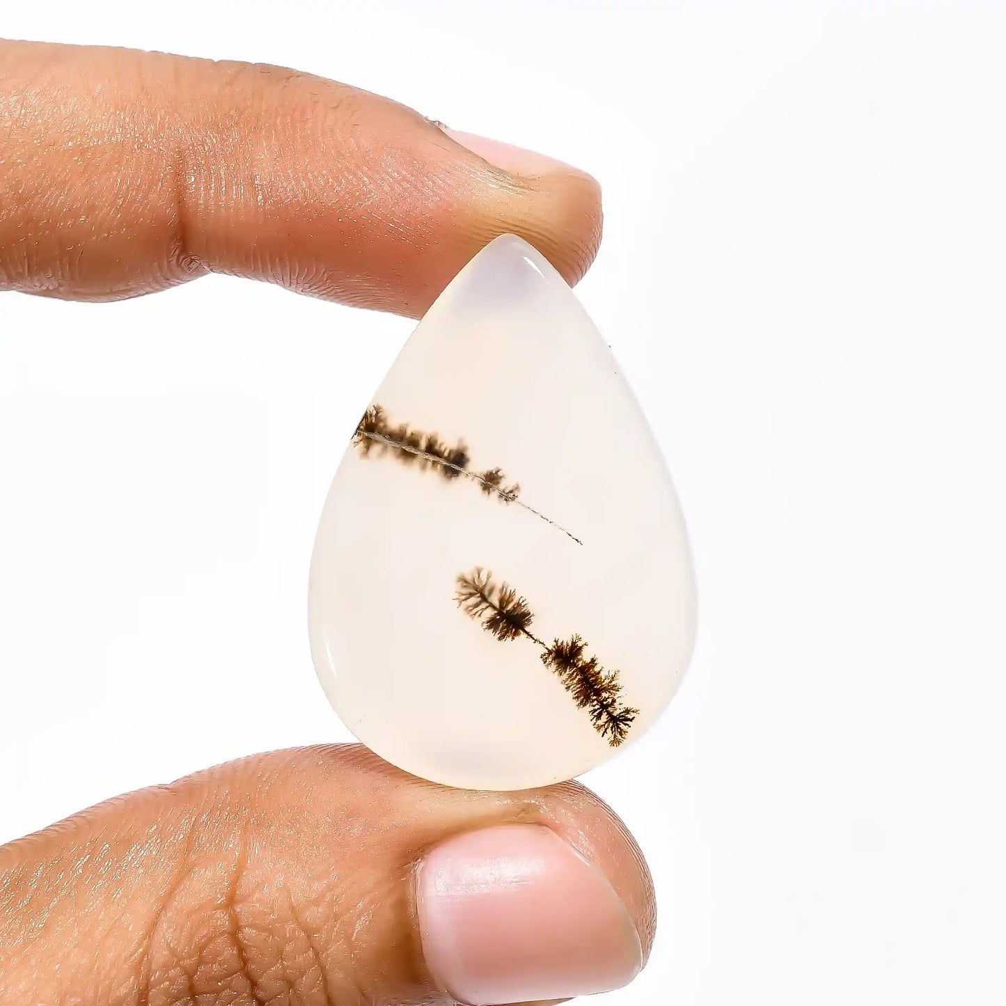 Wonderful Top Grade Quality 100% Natural Dendrite Shajar Agate Pear Shape Cabochon Loose Gemstone For Making Jewelry 26.5 Ct 33X23X4 mm V1835