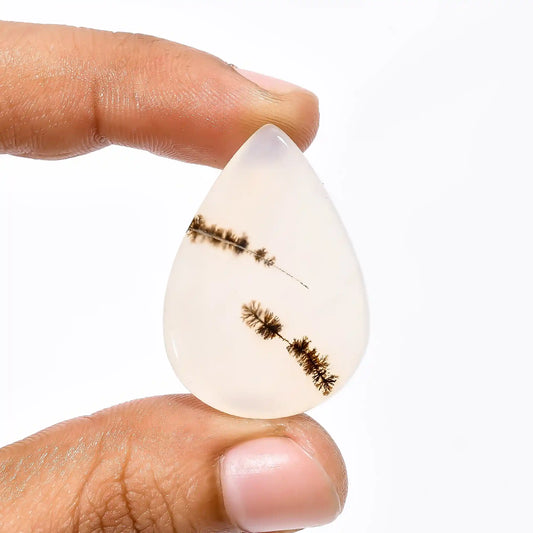 Wonderful Top Grade Quality 100% Natural Dendrite Shajar Agate Pear Shape Cabochon Loose Gemstone For Making Jewelry 26.5 Ct 33X23X4 mm V1835