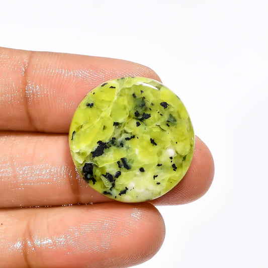 Dazzling Top Grade Quality 100% Natural Lizardite Round Shape Cabochon Loose Gemstone For Making Jewelry 23 Ct. 23X23X4 mm V-1842