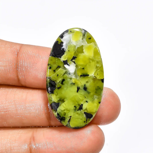 Elegant Top Grade Quality 100% Natural Lizardite Oval Shape Cabochon Loose Gemstone For Making Jewelry 29.5 Ct. 35X20X4 mm V-1845