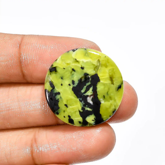 Incredible Top Grade Quality 100% Natural Lizardite Round Shape Cabochon Loose Gemstone For Making Jewelry 29.5 Ct. 24X24X5 mm V-1850