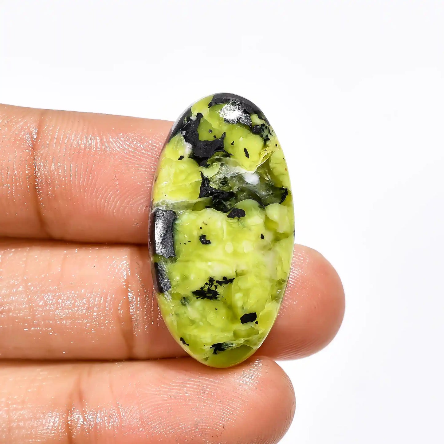 Splendid Top Grade Quality 100% Natural Lizardite Oval Shape Cabochon Loose Gemstone For Making Jewelry 30.5 Ct. 31X16X6 mm V-1854