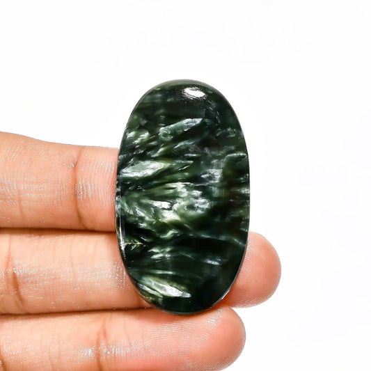 Excellent Top Grade Quality 100% Natural Seraphinite Oval Shape Cabochon Loose Gemstone For Making Jewelry 48.5 Ct. 41X24X5 mm V-1868