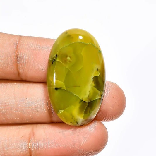 Dazzling Top Grade Quality 100% Natural Green Opal Oval Shape Cabochon Loose Gemstone For Making Jewelry 26 Ct. 32X19X6 mm V-1943