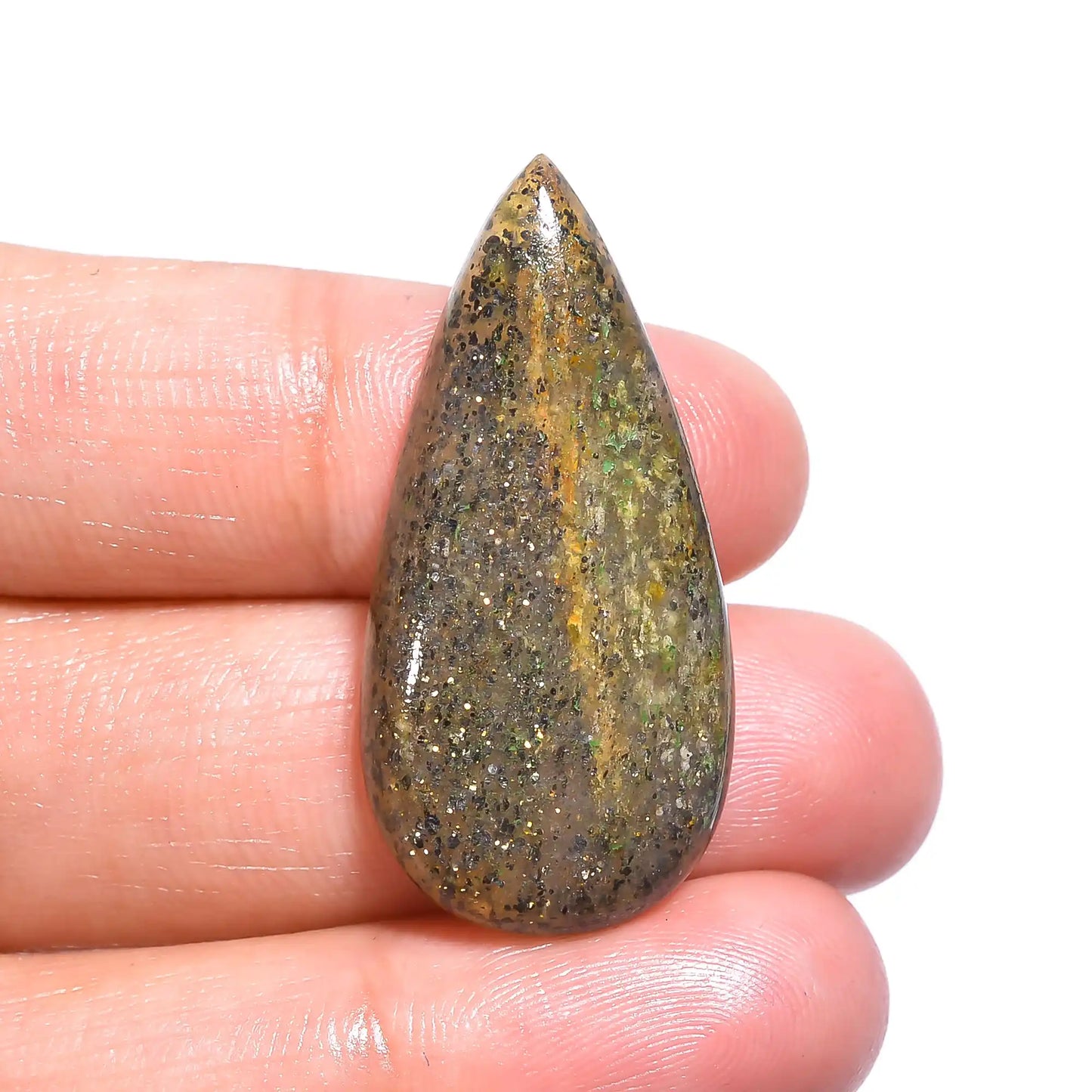 Supreme Top Grade Quality 100% Natural Black Sunstone Pear Shape Cabochon Loose Gemstone For Making Jewelry 22 Ct. 34X17X5 mm V-197