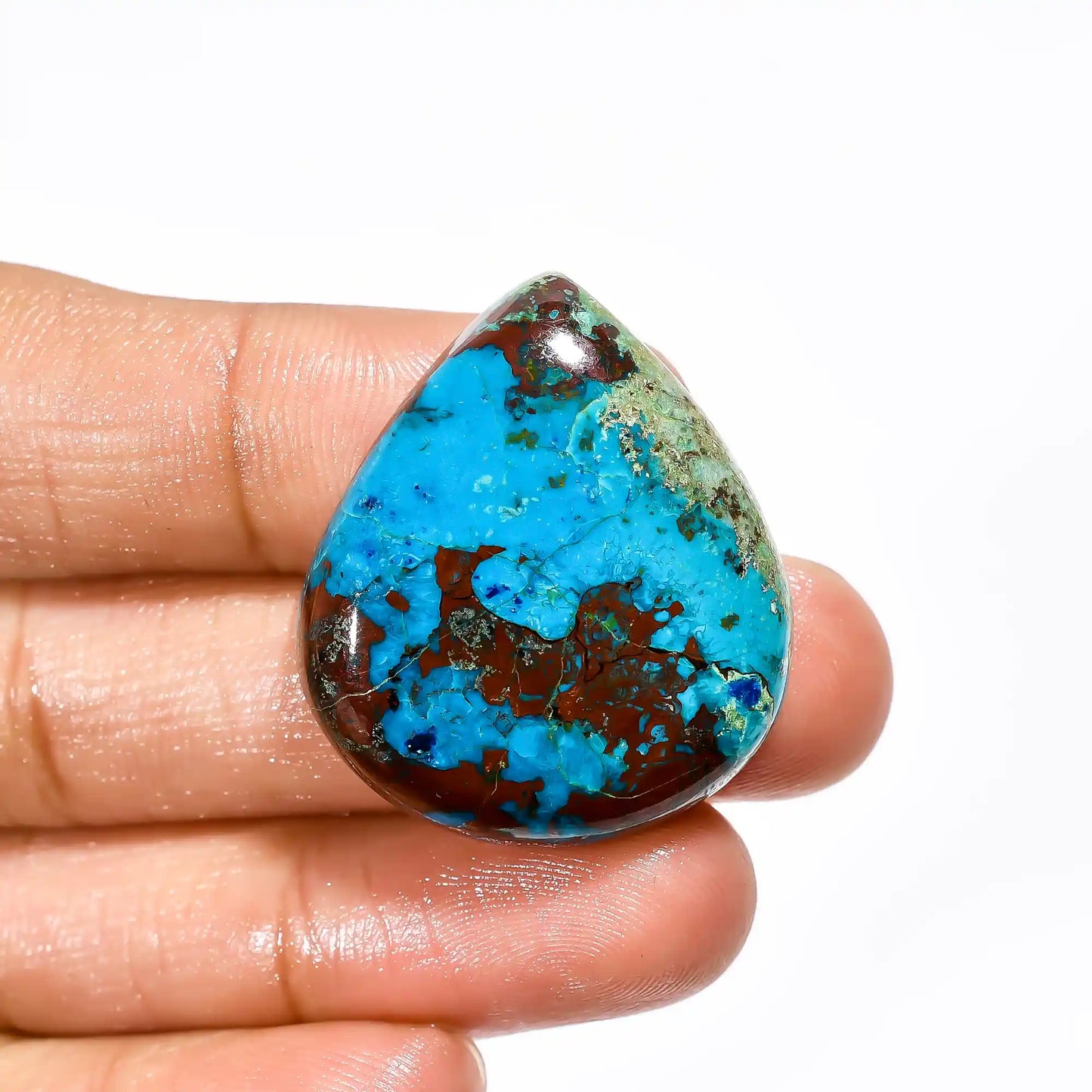 Stunning Top Grade Quality 100% Natural Shattuckite Pear Shape Cabochon Loose Gemstone For Making Jewelry 47 Ct. 31X27X8 mm V-2009