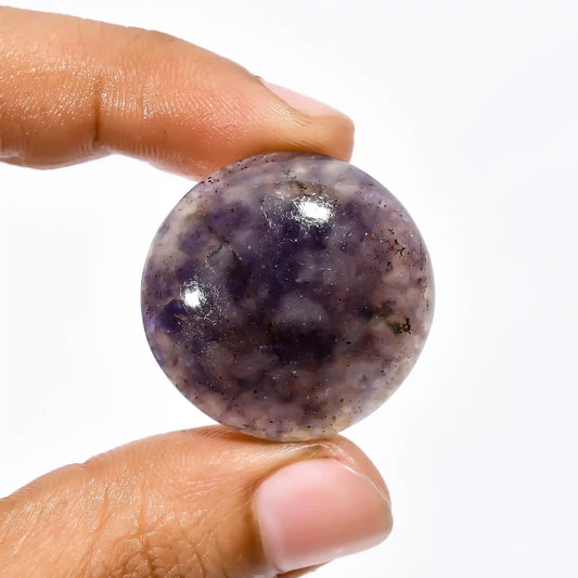 Excellent Top Grade Quality 100% Natural Iolite Sunstone Round Shape Cabochon Loose Gemstone For Making Jewelry 48 Ct. 28X28X9 mm V-2043