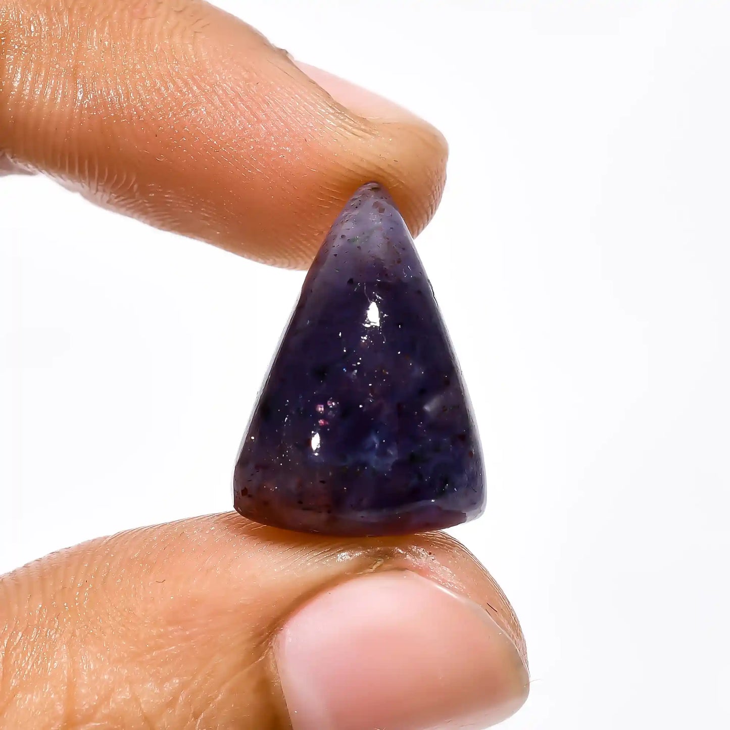 Superb Top Grade Quality 100% Natural Iolite Sunstone Triangle Shape Cabochon Loose Gemstone For Making Jewelry 13 Ct. 19X14X8 mm V-2055