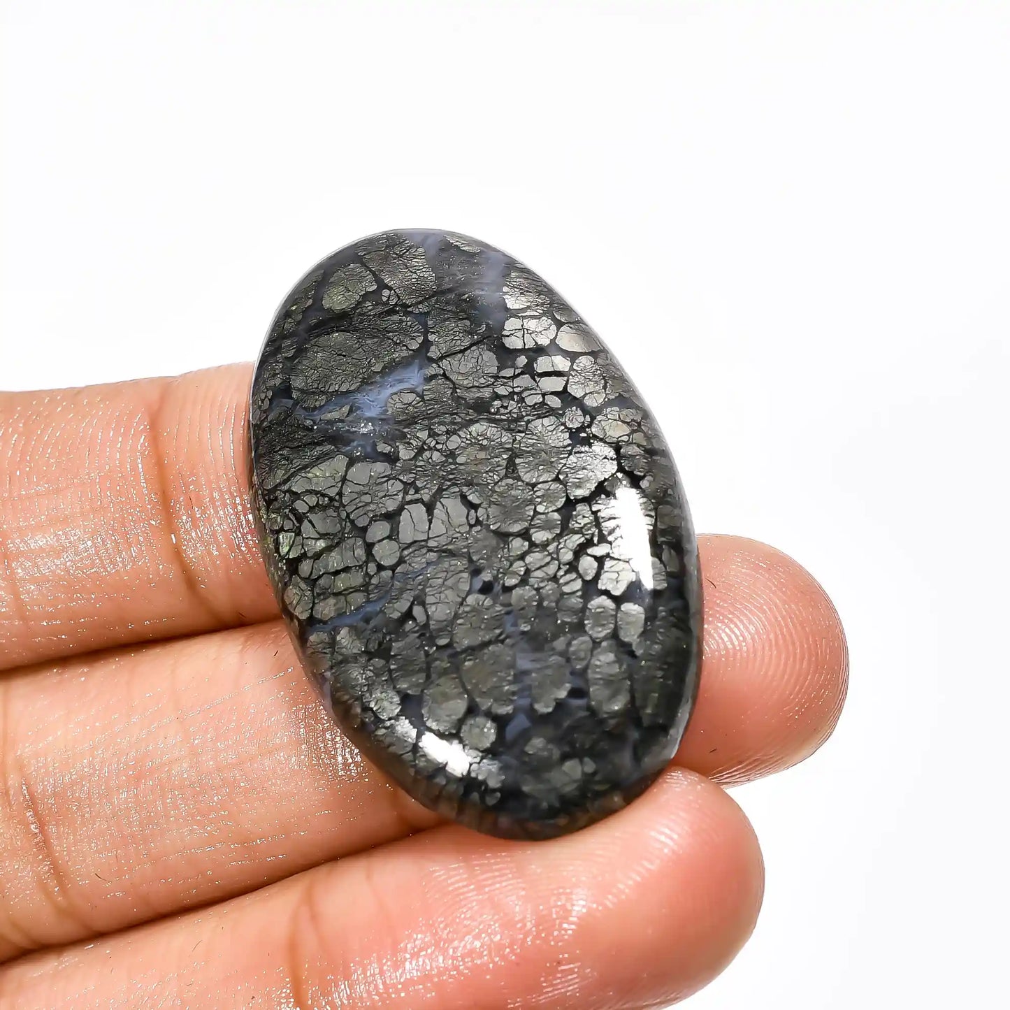 Awesome Top Grade Quality 100% Natural Marcasite Agate Oval Shape Cabochon Loose Gemstone For Making Jewelry 53 Ct. 37X23X6 mm V-2139