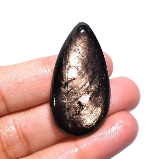 Incredible Top Grade Quality 100% Natural Hypersthene Pear Shape Cabochon Loose Gemstone For Making Jewelry 47.5 Ct. 39X21X6 mm V-215