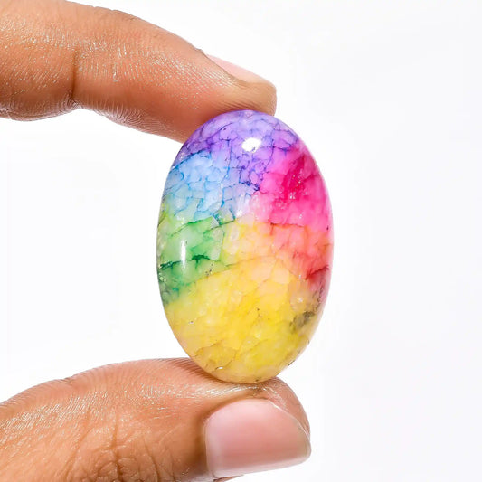 Mind Blowing Top Grade Quality Rainbow Solar Quartz Oval Shape Cabochon Loose Gemstone For Making Jewelry 43 Ct 33X22X7 mm V2152