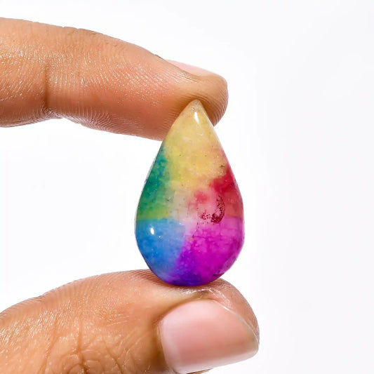 Supreme Top Grade Quality Rainbow Solar Quartz Pear Shape Cabochon Loose Gemstone For Making Jewelry 20 Ct. 26X15X7 mm V-2157