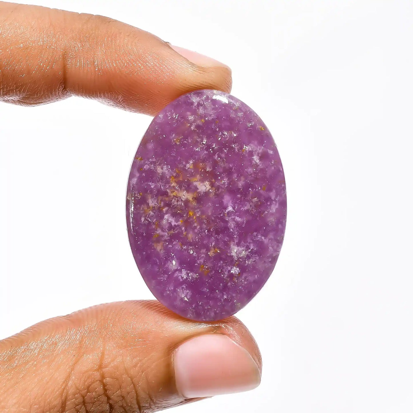 Unique Top Grade Quality 100% Natural Purple Lepidolite Oval Shape Cabochon Loose Gemstone For Making Jewelry 37.5 Ct. 35X24X5 mm V-2160