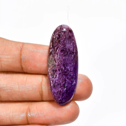 Stunning Top Grade Quality 100% Natural Charoite Oval Shape Cabochon Loose Gemstone For Making Jewelry 29.5 Ct. 40X15X6 mm V-2206