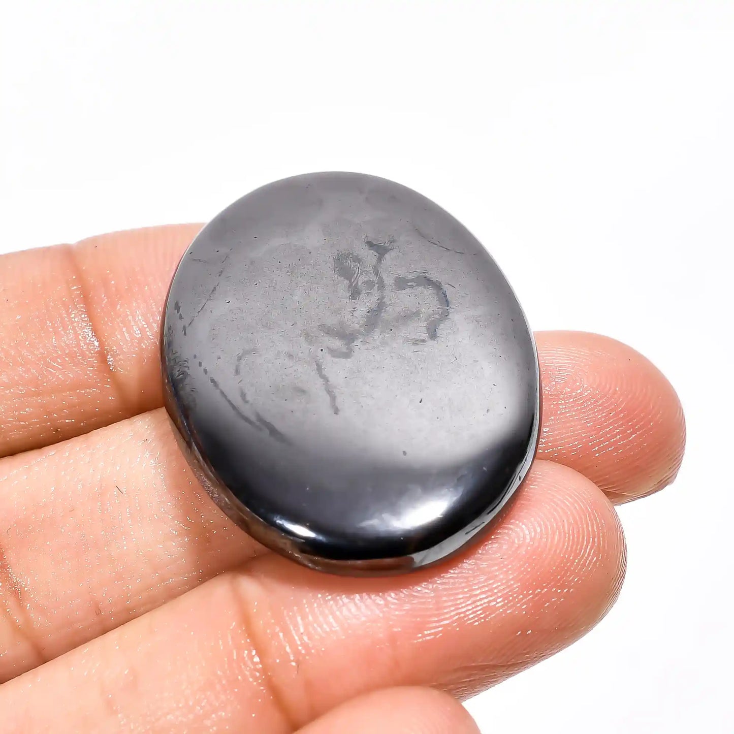 Dazzling Top Grade Quality 100% Natural Hematite Oval Shape Cabochon Loose Gemstone For Making Jewelry 75.5 Ct. 33X25X6 mm V-2269