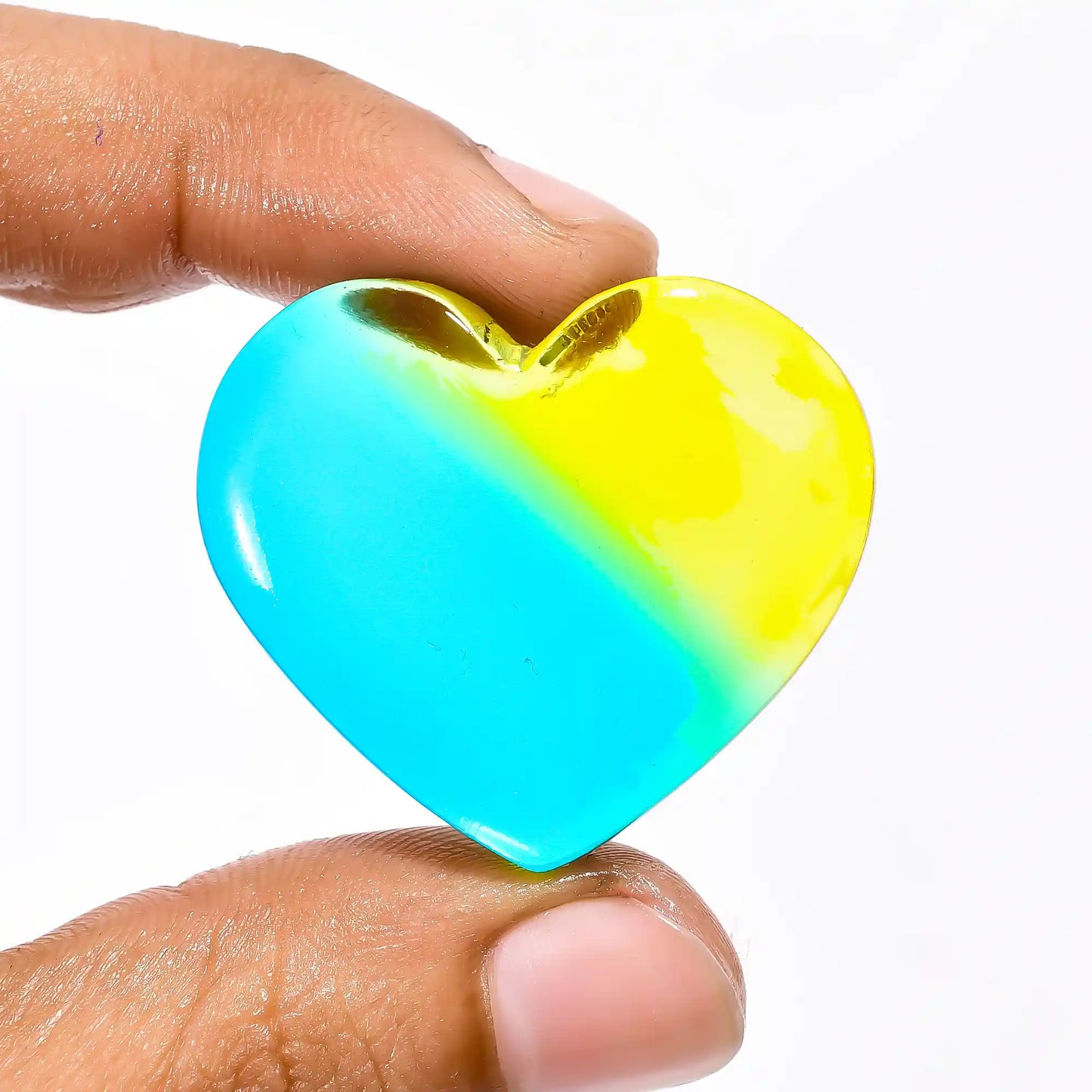 Immaculate Top Grade Quality Chalcedony Quartz Heart Shape Cabochon Gemstone For Making Jewelry 68.5 Ct 31X35X8 mm V-2275