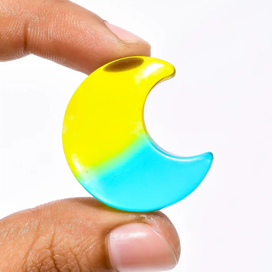 Beautiful A One Quality Chalcedony Quartz Crescent Moon Shape Cabochon Gemstone For Making Jewelry 42 Ct 31X26X7 mm V2292