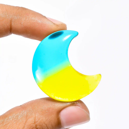 Exclusive A One Quality Chalcedony Quartz Crescent Moon Shape Cabochon Gemstone For Making Jewelry 42 Ct 31X25X7 mm V2296