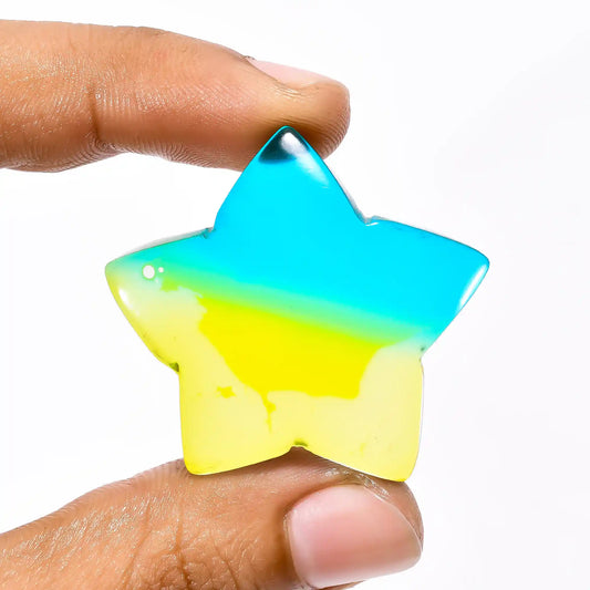 Fantastic Top Grade Quality Chalcedony Quartz Star Shape Cabochon Gemstone For Making Jewelry 65 Ct. 36X35X8 mm V-2298