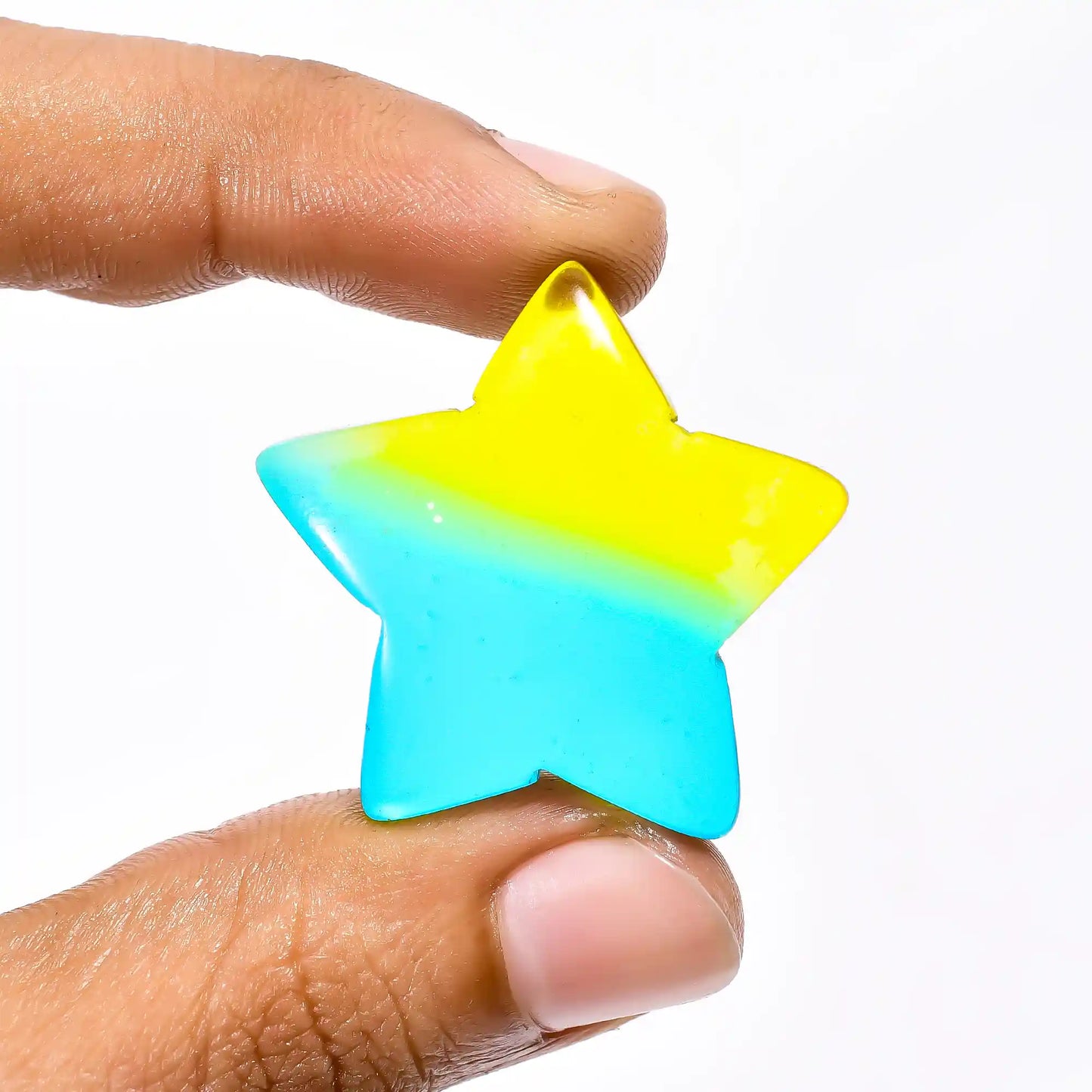 Immaculate Top Grade Quality Chalcedony Quartz Star Shape Cabochon Gemstone For Making Jewelry 47.5 Ct 31X30X7 mm V-2300