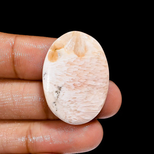 Classic Top Grade Quality 100% Natural Pink Scolecite Oval Shape Cabochon Loose Gemstone For Making Jewelry 25.5 Ct. 31X22X6 mm V-2343